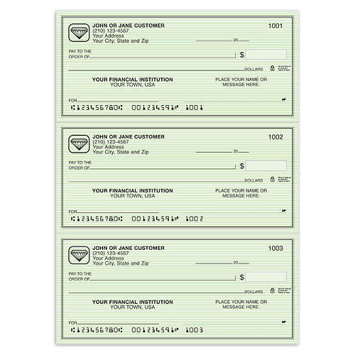 3-To-A-Page, Desk Register Checks - Green Safety