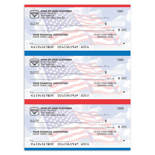 3-To-A-Page, Desk Register Checks - Stars & Stripes