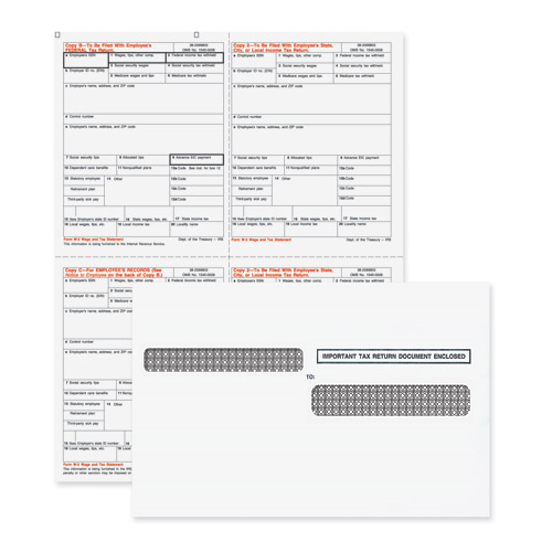 BUNDLE - W-2 Laser 4-Up Pre-printed w/envelopes