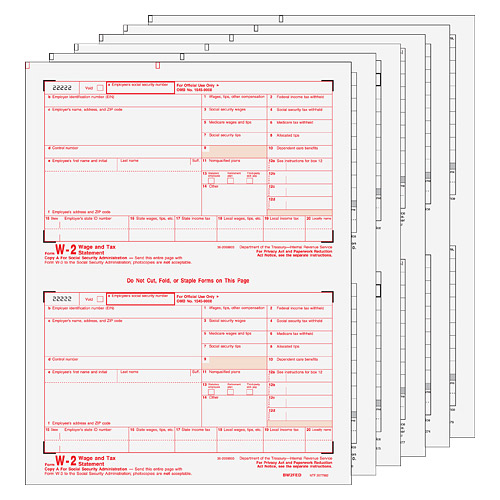 W-2 Laser 6 Part Set (Quicken & Quickbooks Compatible)