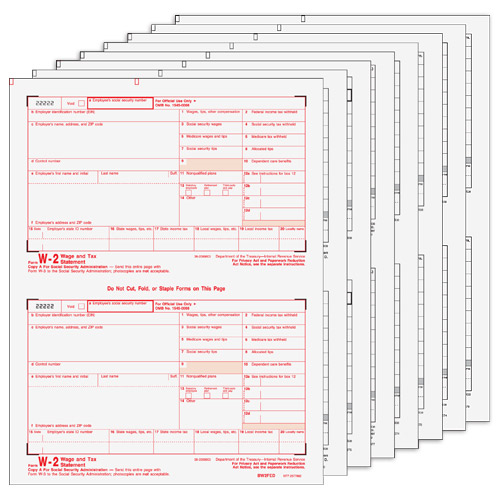 W-2 Laser 8 Part Set (Quicken & Quickbooks Compatible)