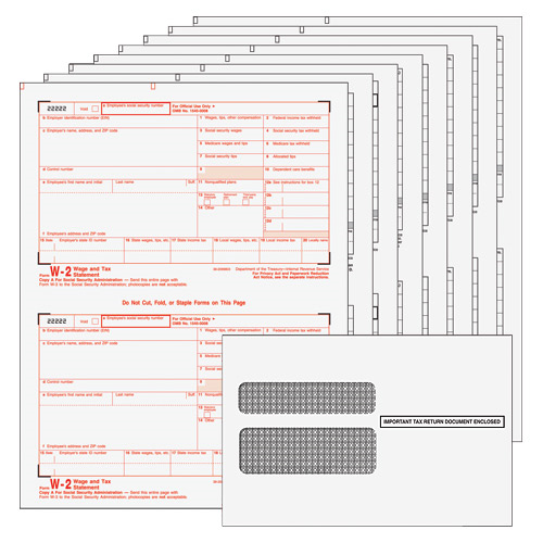 BUNDLE - W-2 Laser 8 Part Set w/envelopes (Quicken & Quickbooks Compatible)